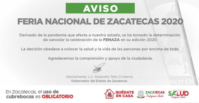 Ya es oficial: cancelan la Feria Nacional de Zacatecas