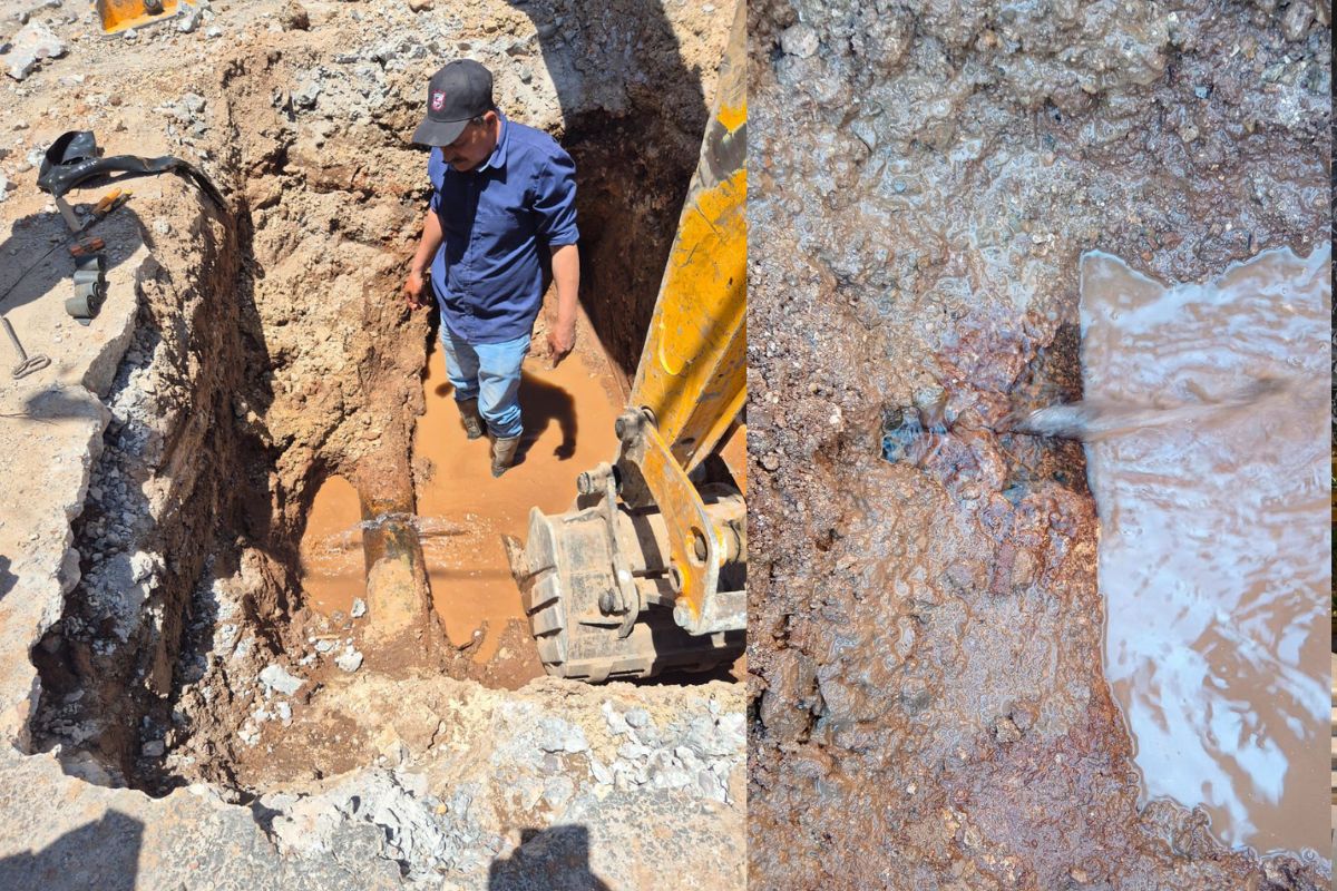 Siapasf detecta fuga subterránea entre las calles Sonora y avenida Juárez de Fresnillo