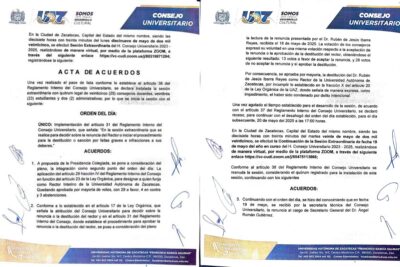 Confirma la UAZ destitución de Rubén Ibarra y nombra a Juan Armando Flores como rector interino