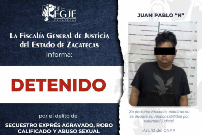 Detienen a cinco personas en las últimas 24 horas en Zacatecas, estas eran sus órdenes de aprehensión