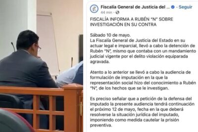 Detienen a Rubén “N” por violación equiparada agravada; vinculación a proceso se definirá el 12 de mayo