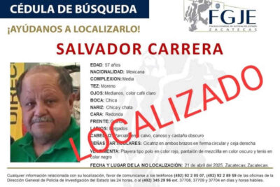 Localizan con vida a Salvador Carrera en Coahuila; asegura FGJEZ que su ausencia fue voluntaria