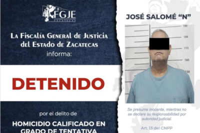 Detienen a José Salomé “N” en Zacatecas por tentativa de homicidio calificado en Chihuahua