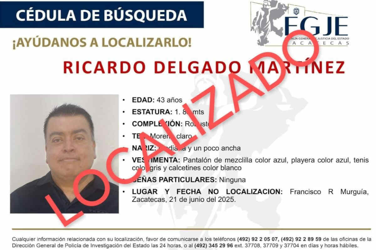 Localizan sin vida a Ricardo Delgado en Río Grande, Zacatecas