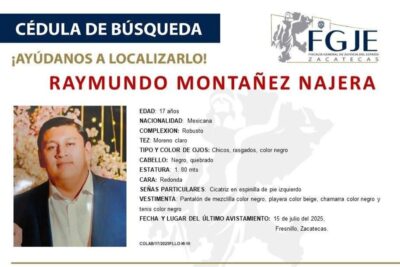 Desaparece joven fresnillenses, hijo de un reconocido empresario