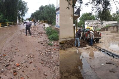 Limpian y desazolvan calles con afectaciones por la lluvia en Jerez