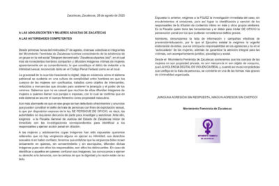 Feministas de Zacatecas denuncian grupo en Telegram por violencia digital