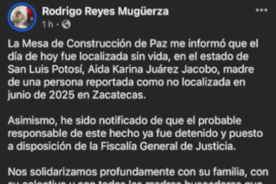 Localizan sin vida a Aida Karina Juárez, madre buscadora de Zacatecas, en San Luis Potosí