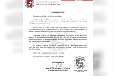 SUTSEMOP defiende derechos de trabajadores de la Junta de Conciliación y Arbitraje de Zacatecas
