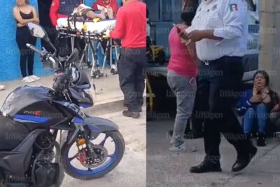 Familia que viajaba en motocileta termina en accidente en la colonia Lomas de Plateros de Fresnillo