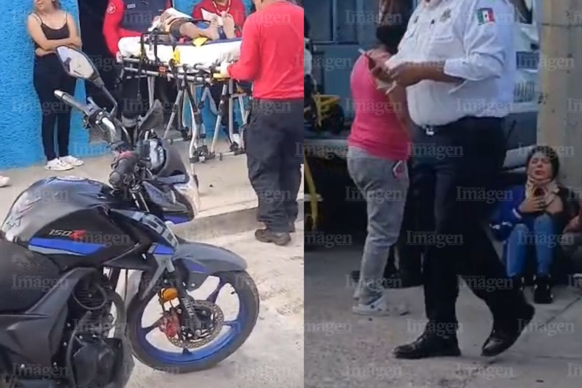 Familia que viajaba en motocileta termina en accidente en la colonia Lomas de Plateros de Fresnillo
