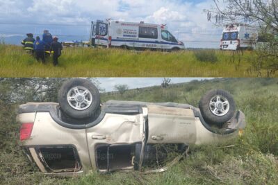 Volcadura de camioneta deja a una joven lastimada en la carretera federal 49