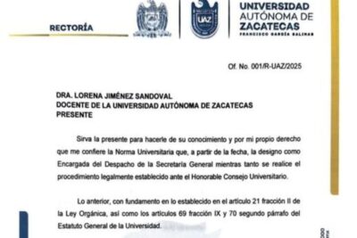 Rector de la UAZ nombra encargada de Secretaria General a Lorena Jimenez