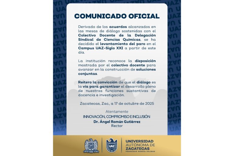 Levantan paro docentes en Campus Siglo XXI UAZ