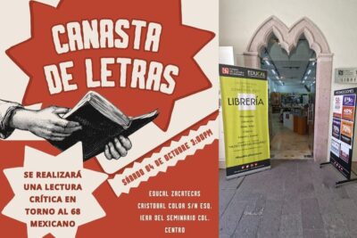 Realizarán Club de Lectura en torno al 2 de octubre en Educal Zacatecas
