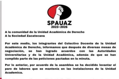 Docentes de Derecho concluyen paro y regresan a clases