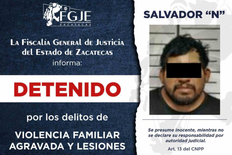 Fiscalía y Mesa de Paz cumplimentan tres órdenes de aprehensión en Zacatecas