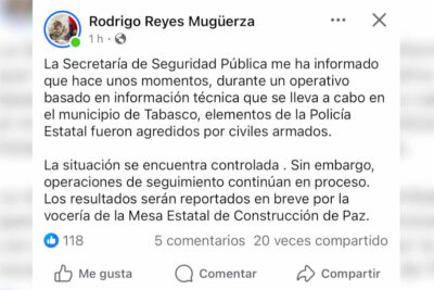 Policías estatales son agredidos por civiles armados en Tabasco, Zacatecas