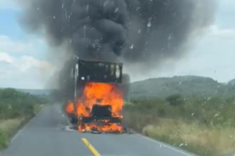 Se registra incendio de un tractocamión sobre la carretera federal número 54