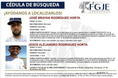 Fiscalía confirma cinco desapariciones en menos de 48 horas en Sauceda de la Borda