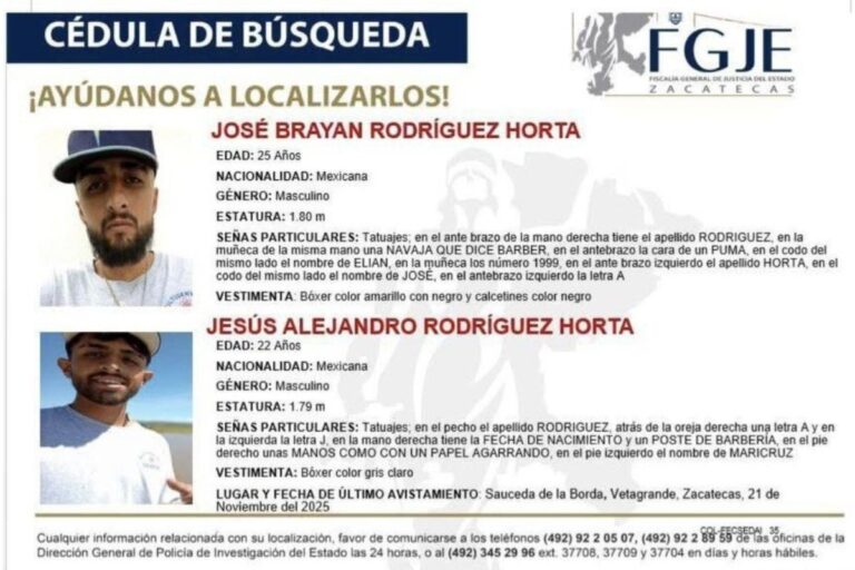 Fiscalía confirma cinco desapariciones en menos de 48 horas en Sauceda de la Borda