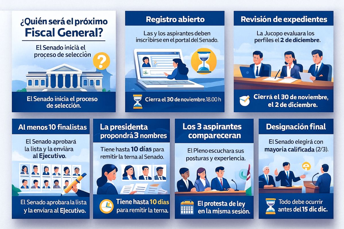 Senado abre registro para elegir al nuevo Fiscal General de la República.