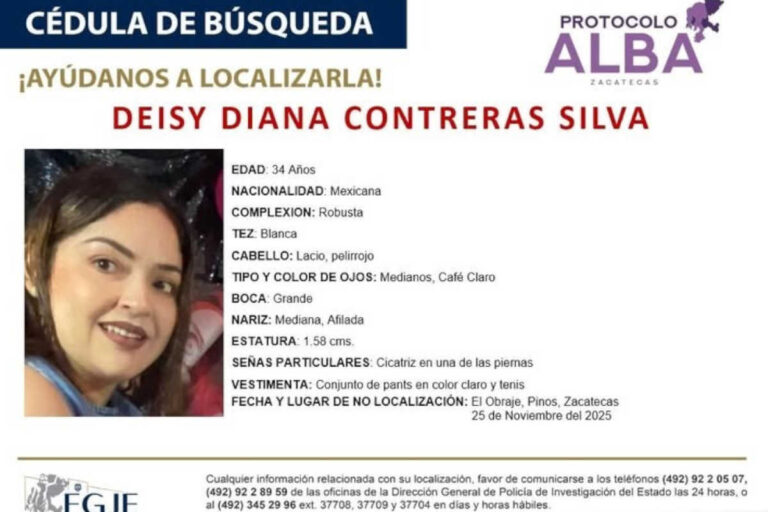 Desaparece hija del exalcalde de Pinos, Zacatecas