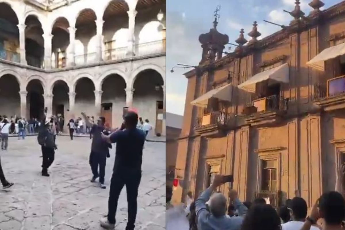 Manifestantes exigen justicia por Carlos Manzo y llegan al Palacio de Gobierno de Morelia