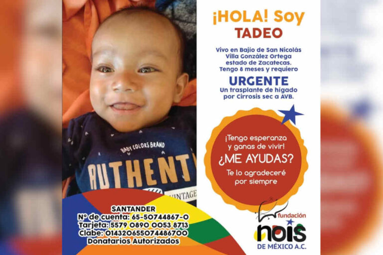 Tadeo, bebé de Villa González Ortega requiere un trasplante de hígado; familia pide apoyo