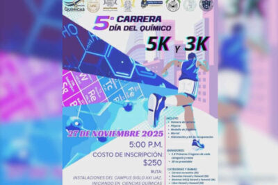 UAZ invita a la 5ª Carrera “Día del Químico” 2025 con rutas de 3K y 5K