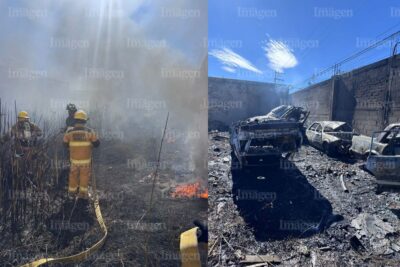 Lote baldío se incendia; bomberos logran controlarlo