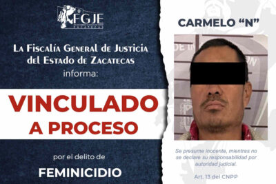 Detienen y vinculan a proceso a un hombre por el delito de feminicidio en Tlaltenango, Zacatecas