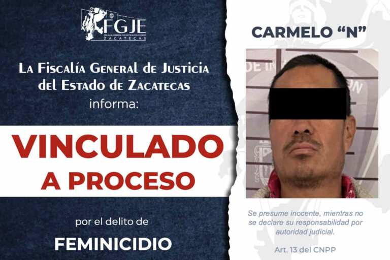 Detienen y vinculan a proceso a un hombre por el delito de feminicidio en Tlaltenango, Zacatecas