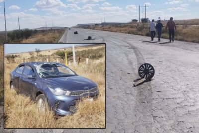 Baches en la carretera federal 49 provocan accidente en Rio Grande