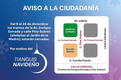 Fresnillo anuncia cierre de vialidades por Expo y Tianguis Navideños
