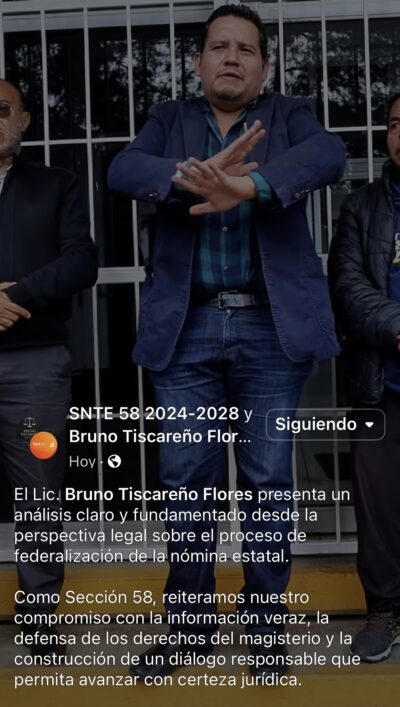 Cuestionan falta de claridad en proceso de federalización de la nómina magisterial en Zacatecas: advierte el Lic. Bruno Tiscareño