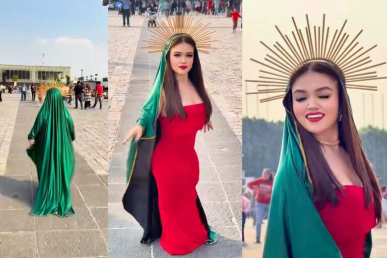 Cielo Anais acude a la Basílica de Guadalupe con vestuario inspirado en la Virgen