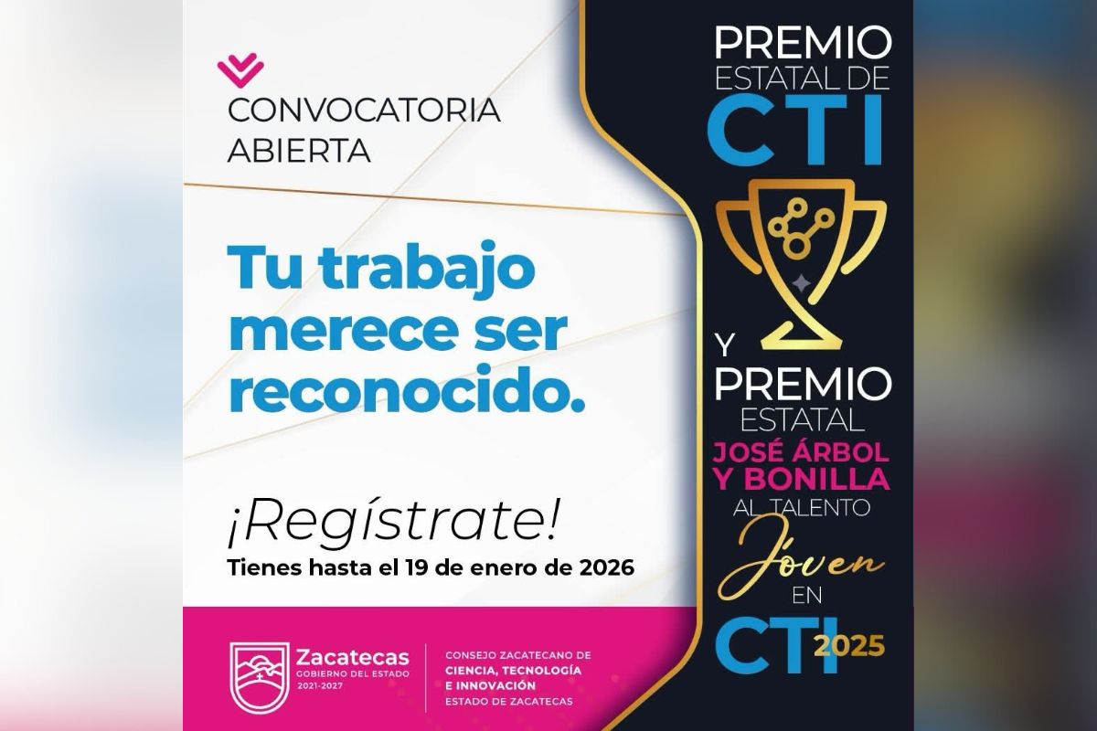 Mantienen abierta la convocatoria al Premio Estatal de Ciencia y Tecnología 2025.