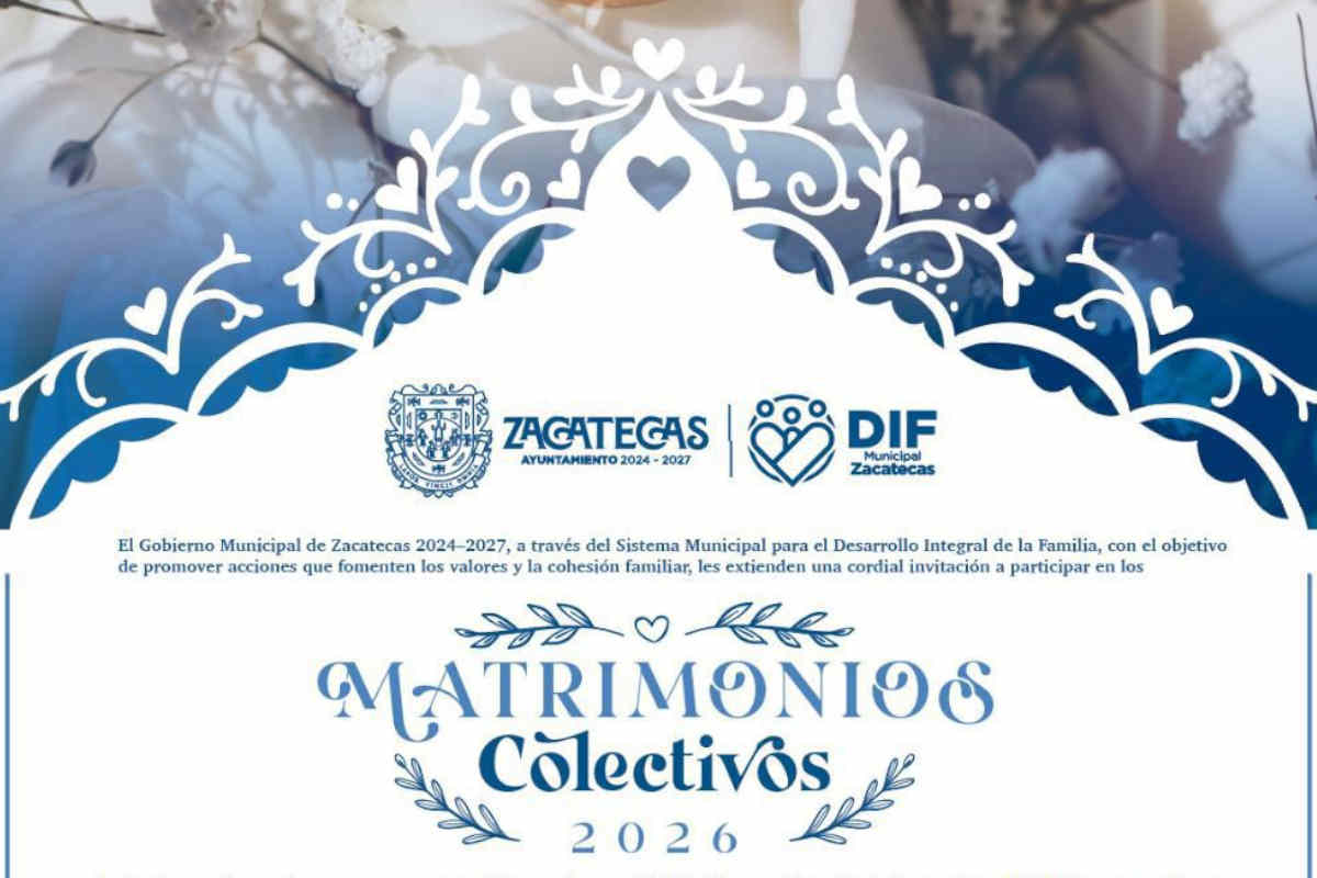Ayuntamiento de Zacatecas abre convocatoria para Matrimonios Colectivos