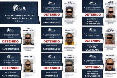 Fiscalía de Zacatecas ejecuta ocho órdenes de aprehensión en coordinación con la Mesa de Paz
