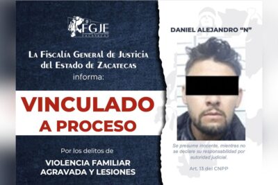 Fiscalía logra vinculación a proceso por violencia familiar agravada y lesiones en Guadalupe