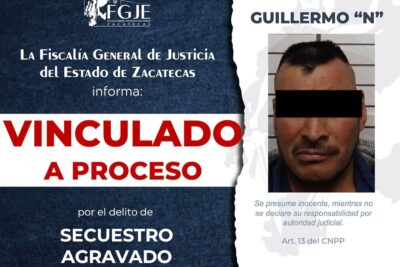 FGJEZ obtiene vinculación a proceso por el delito de secuestro agravado