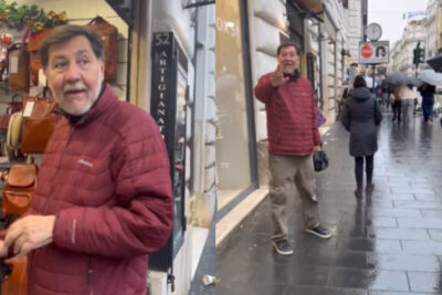 Video exhibe confrontación entre Fernández Noroña y mexicano durante su visita a Roma