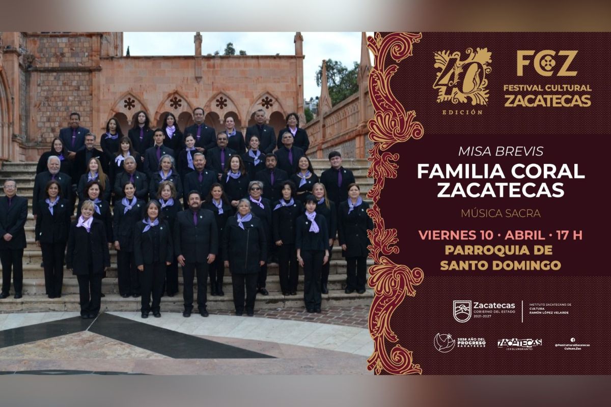 Zacatecas alista concierto gratuito de música sacra con obra de Mozart.