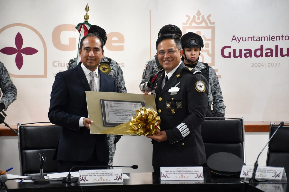 Cabildo de Guadalupe reconoce labor de la Guardia Nacional en su séptimo aniversario.