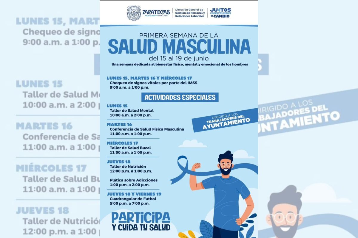 Impulsa Ayuntamiento de Zacatecas la prevención con la Primera Semana de Salud Masculina