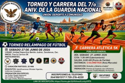Guardia Nacional festejará su aniversario con actividades deportivas en Zacatecas