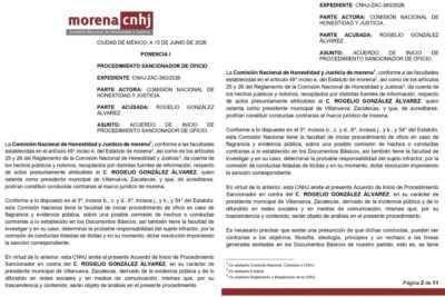 Morena inicia procedimiento sancionador contra alcalde de Villanueva