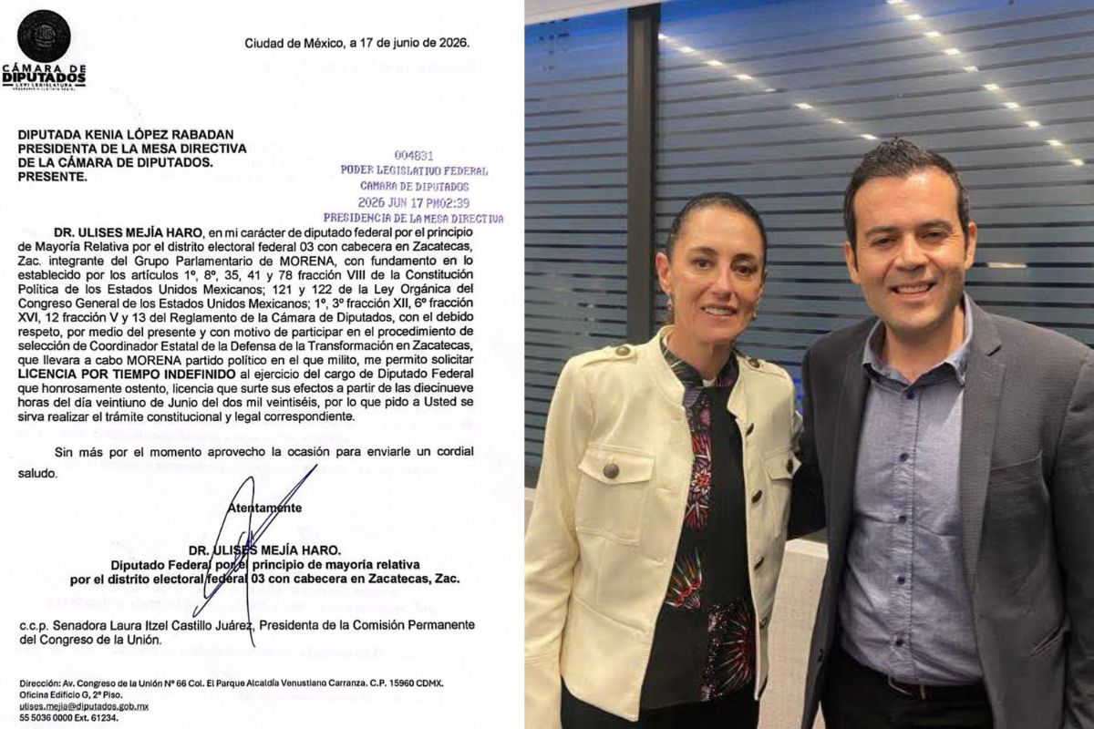 Ulises Mejia solicita licencia al cargo de diputado federal para inscribirse en la búsqueda de ser el coordinador de la defensa de la soberanía