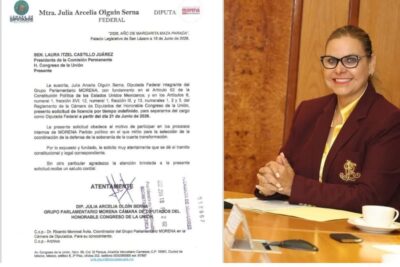 Julia Olguín solicita licencia para participar en proceso interno de Morena
